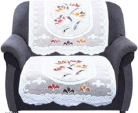 Dakshya Industries  White  Printed Cotton Sofa cover -  White, Cotton, Multipack 1